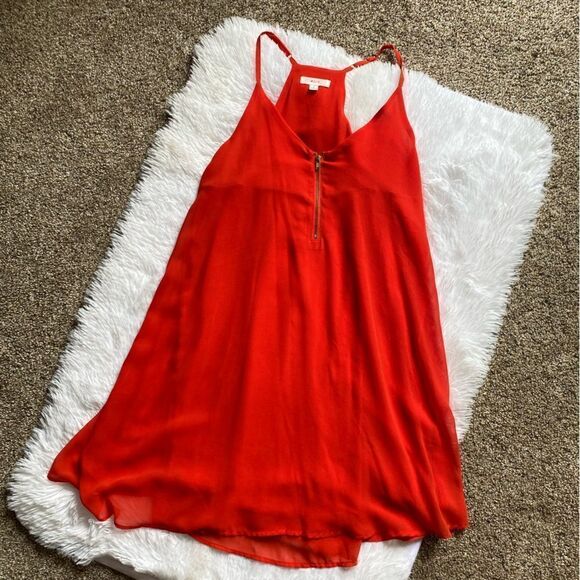 Mine Dress Orange Lightweight Flowy Spaghetti Adjustable Straps Women’s Sz Small - Picture 1 of 8